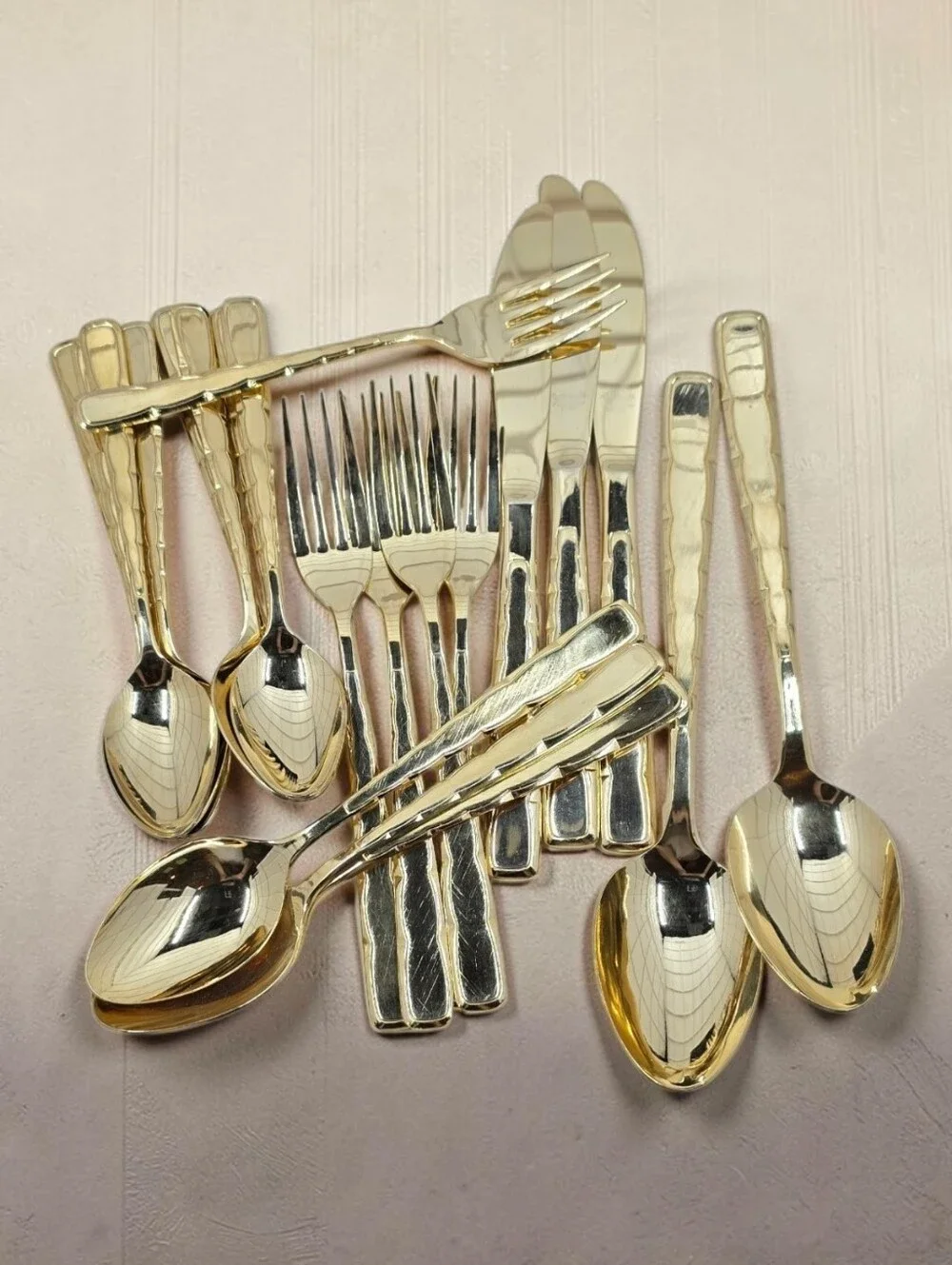 Reed & Barton Gold Stainless Steel Flatware 24 Pieces Rebacraft Vintage Japan